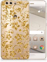 Huawei P10 Plus TPU Hoesje Design Gouden Bloemen