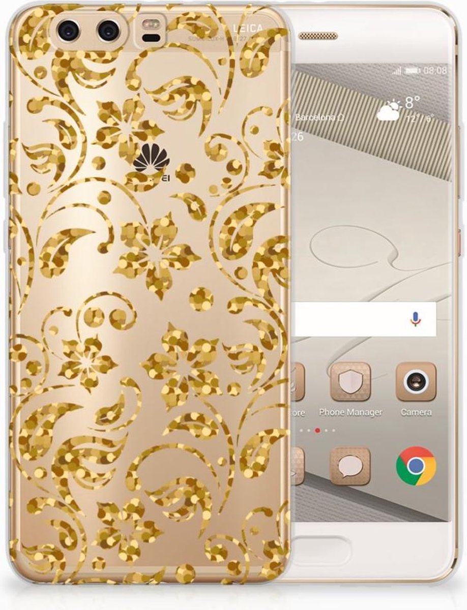 Huawei P10 Plus TPU Case Gouden Bloemen