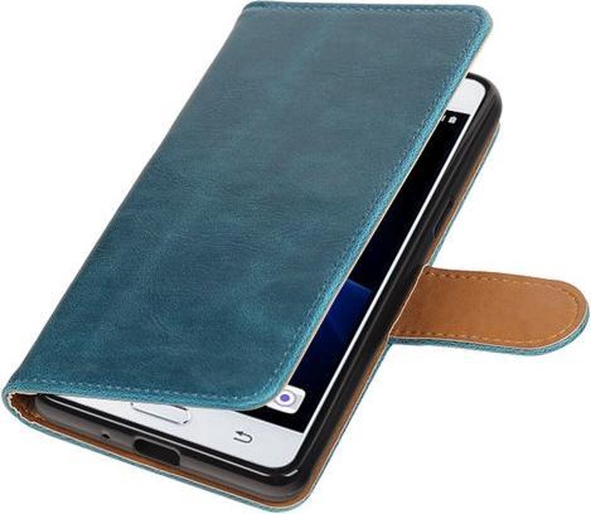 Blauw Pull-Up PU booktype wallet hoesje voor Samsung Galaxy J3 Pro