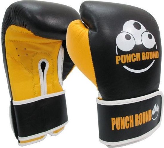 Punch Round™ ELITE PRO Bokshandschoenen Zwart Geel 14 OZ Punch Round Bokshandschoenen