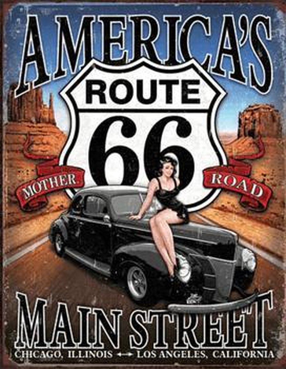 Wandbord - America’s Route 66 Main Street - 30x40cm