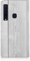Geschikt voor Samsung Galaxy A9 (2018) Standcase Hoesje Design White Wood