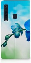 Geschikt voor Samsung Galaxy A9 (2018) Standcase Hoesje Design Orchidee Blauw