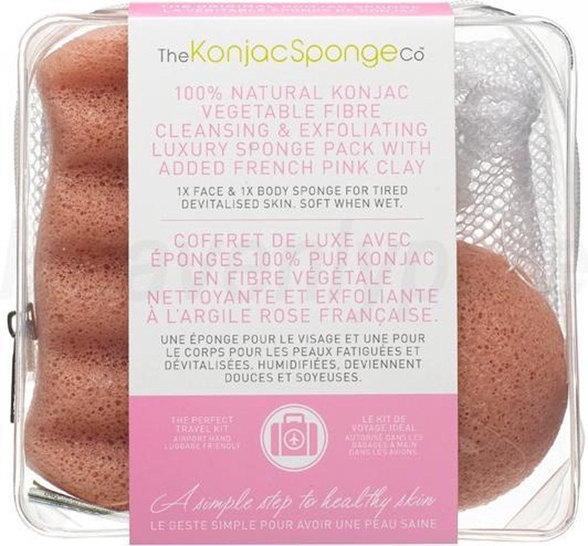 The Konjac Sponge Company Deluxe Duo Travel Pack Pink Clay