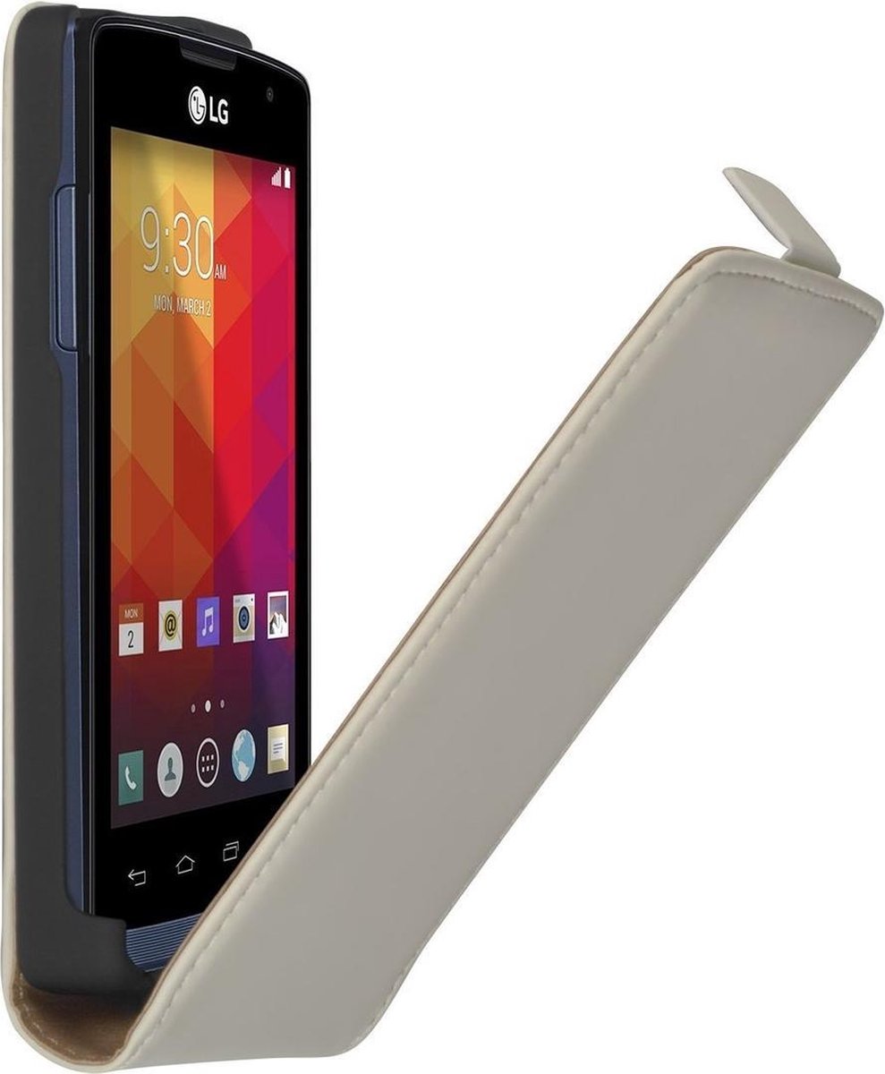 Wit premium leder flipcase voor de LG Joy