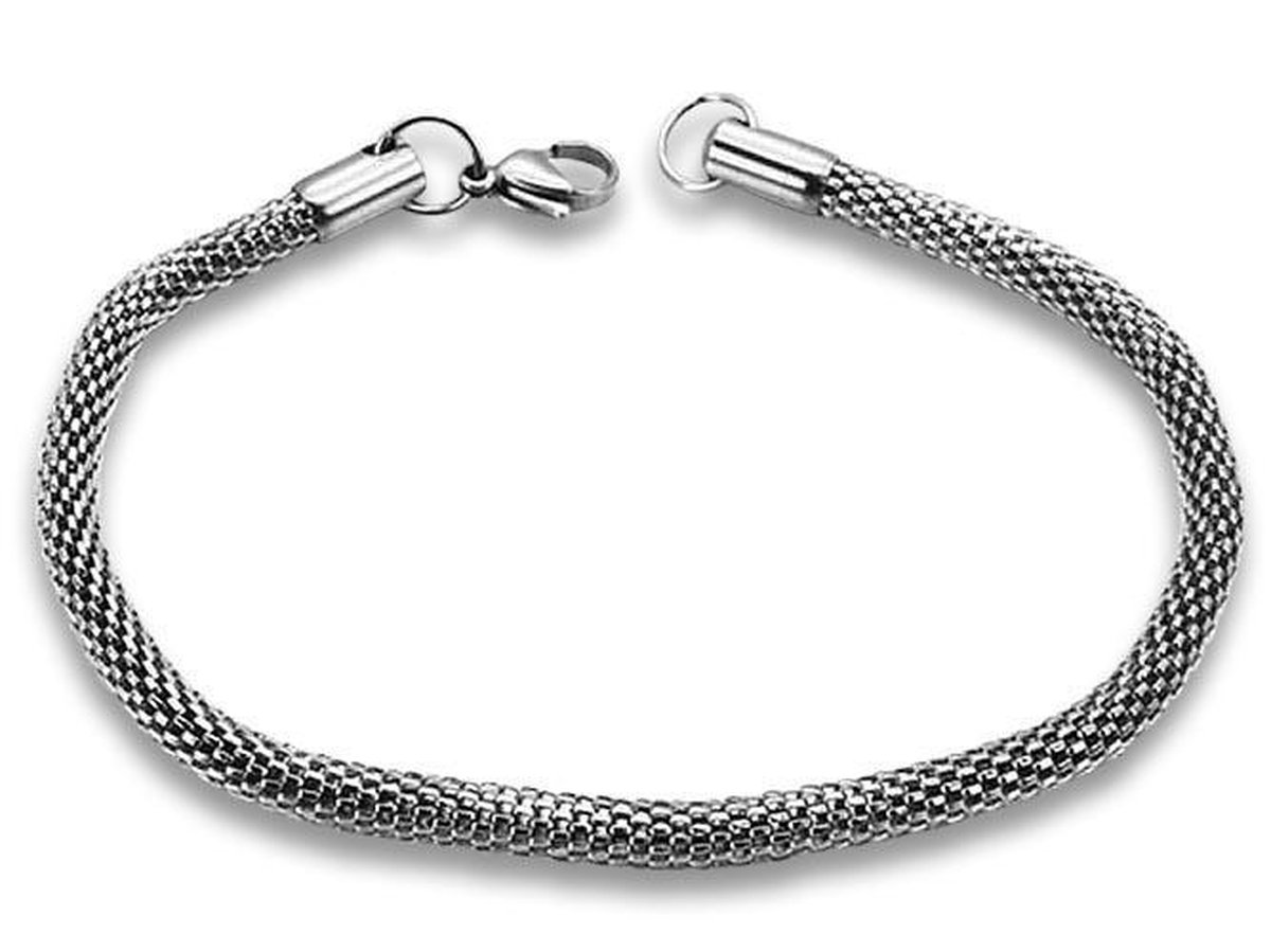 Amanto Armband Fileman - 316L Staal - Mesh Schakel - 4,2mm - 20cm