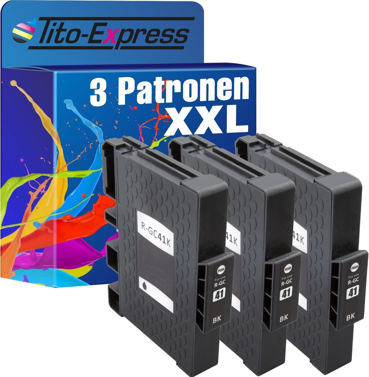 PlatinumSerie 3x cartridge alternatief voor RICOH GC-41 GC41 Black