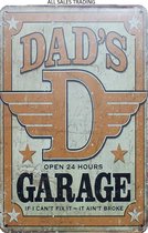 METALEN WANDBORD RECLAMEBORD MU0URPLAAT VINTAGE RETRO WANDDECORATIE TEKST DECORATIEBORD RECLAME NOSTALGIE ART  PAPA VADER DADS GARAGE GEEL NR. 509