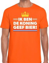 Oranje Ik ben de koning geef bier t-shirt - Shirt voor heren - Koningsdag kleding M