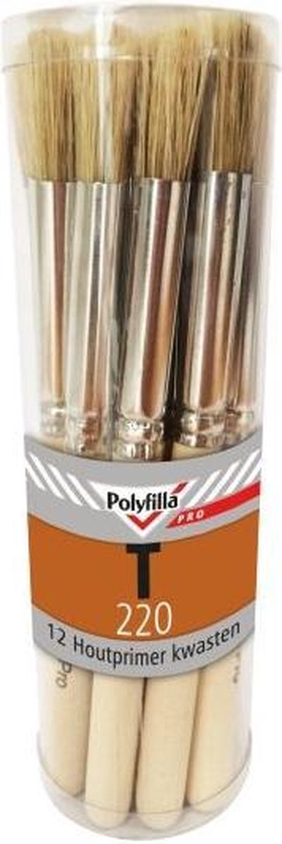 Polyfilla T220 houtprimer kwasten set á 12 stuks in koker