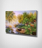 The Lake - Painting Canvas - 100 x 70 cm - Schilderij - Canvas - Slaapkamer - Wanddecoratie  - Slaapkamer - Foto op canvas