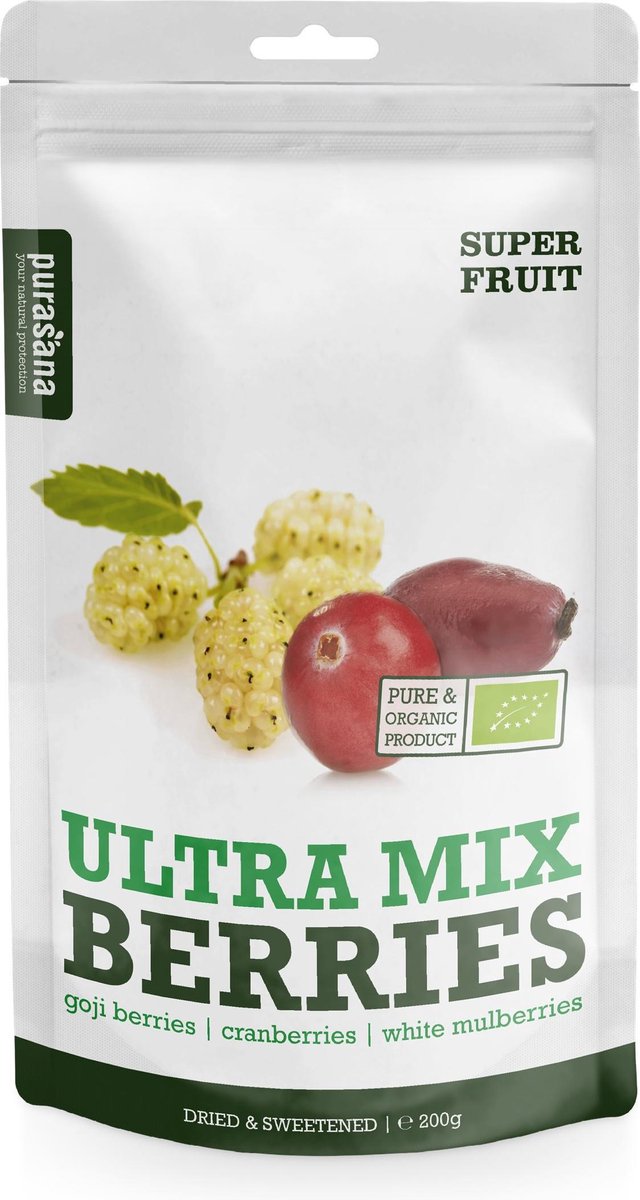 Goedkoopste Purasana Ultramix Goij-, Veenbessen en Witte Moerbeien Bio 200 gr