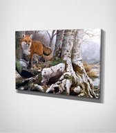 Fox - Painting Canvas - 100 x 70 cm - Schilderij - Canvas - Slaapkamer - Wanddecoratie  - Slaapkamer - Foto op canvas