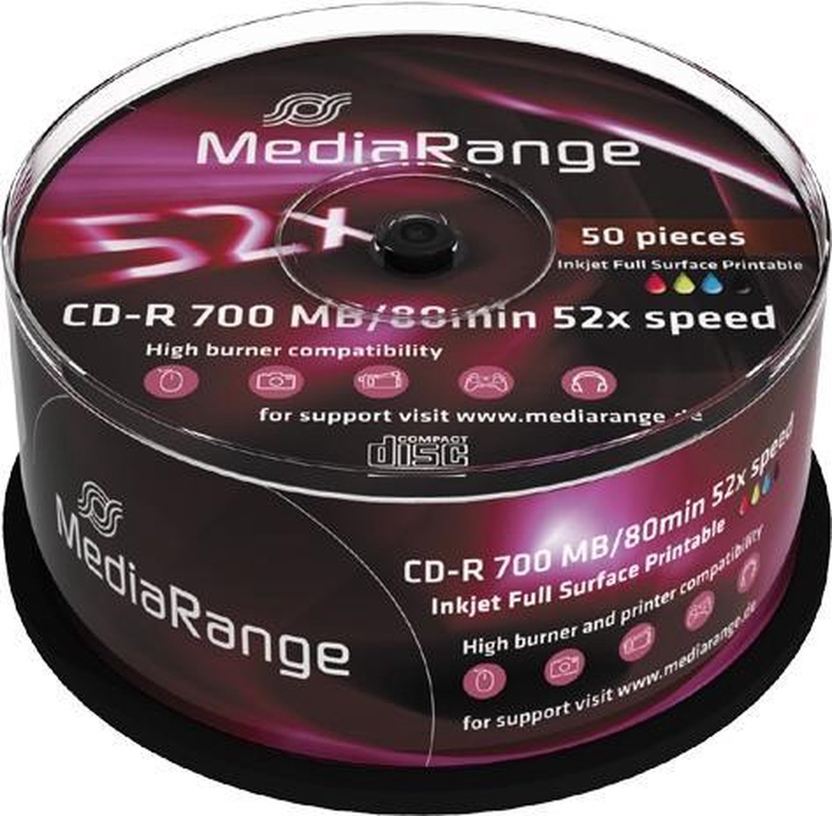 MR208 - 52x - CD-R - 120 mm - 700 MB - Cakebox - 50 pc(s)