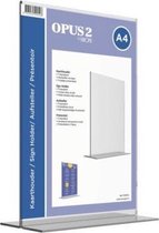 Kaarthouder T-standaard OPUS 2 A4 acryl - Tafelstandaard voor representatieve tweezijdige presentatie - Geschikt als menu- of prijskaarthouder - Hoogwaardig glashelder acrylaat - Geschikt voo
