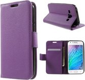 Litchi wallet hoesje Samsung Galaxy J1 2015 paars