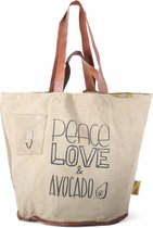 Mycha Ibiza - tas - Talamanca Peace Love & Avocado 1037 - strandtas - shopper - clutch - lederen hengsels