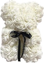 Love teddy beer van witte kunst rozen met cadeau doos | Moederdag | Verkering | Beertje | wit | 25CM | Valentijnsdag | Valentijnscadeau | Inclusief Giftbox