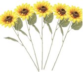 5x Gele zonnebloem kunstbloem 62 cm - Kunstbloemen boeketten