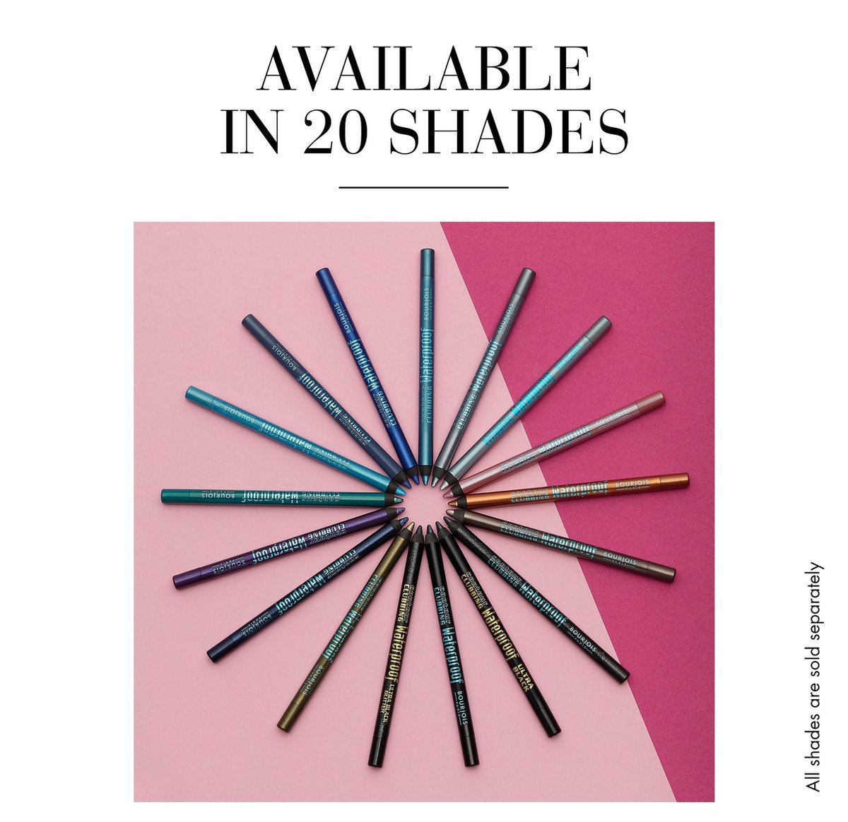 Een donkergrijs oogpotlood met zilveren dop, met 'Contour Waterproof Bourjois' erop.