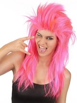 Vegaoo - Roze punk rock pruik voor vrouwen - Fluo - One Size
