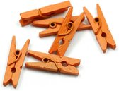 Mini Wasknijpers - Hout - Oranje - 2.5 cm - 100 stuks