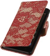 Huawei Honor 4C Lace Kant Booktype Wallet Hoesje Rood - Cover Case Hoes
