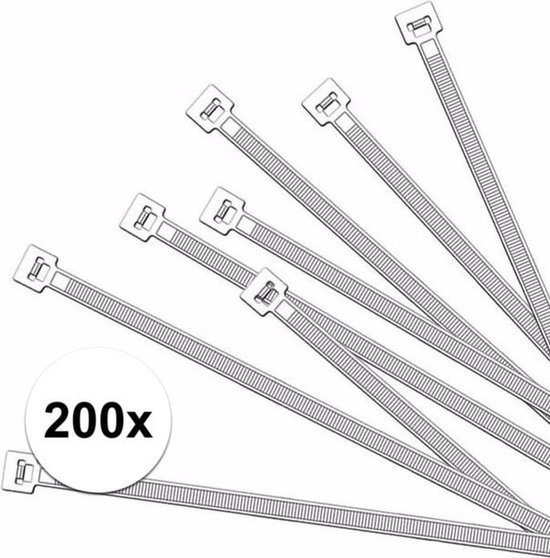 200x Kabelbinders wit 200 x 2,5 mm – tiewraps
