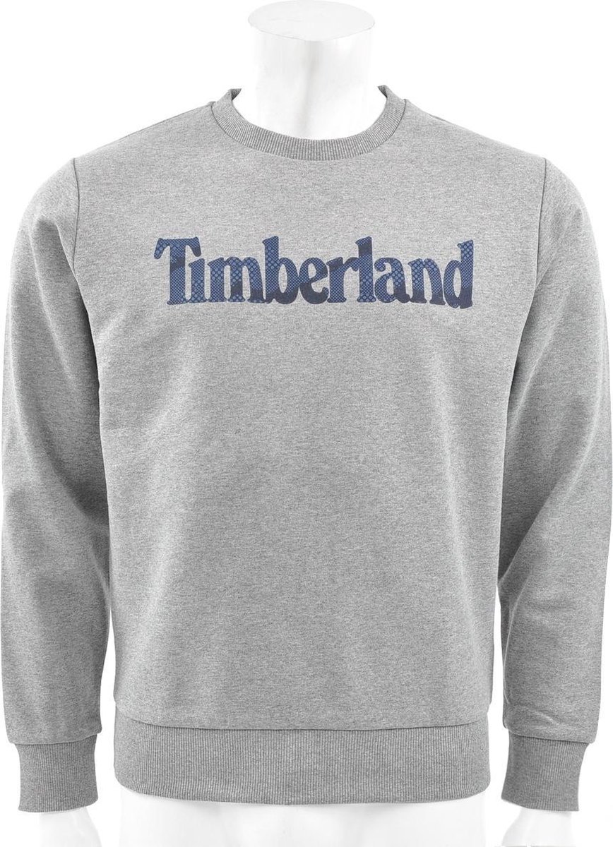 Timberland - Seasonal Linear Logo Crew - Grijze heren sweater - S - Grijs