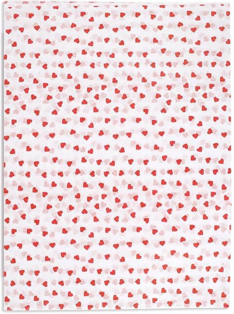 Rode hartjes - Wit Vloeipapier - 50 x 76 cm - 100 stuks - Valentijn