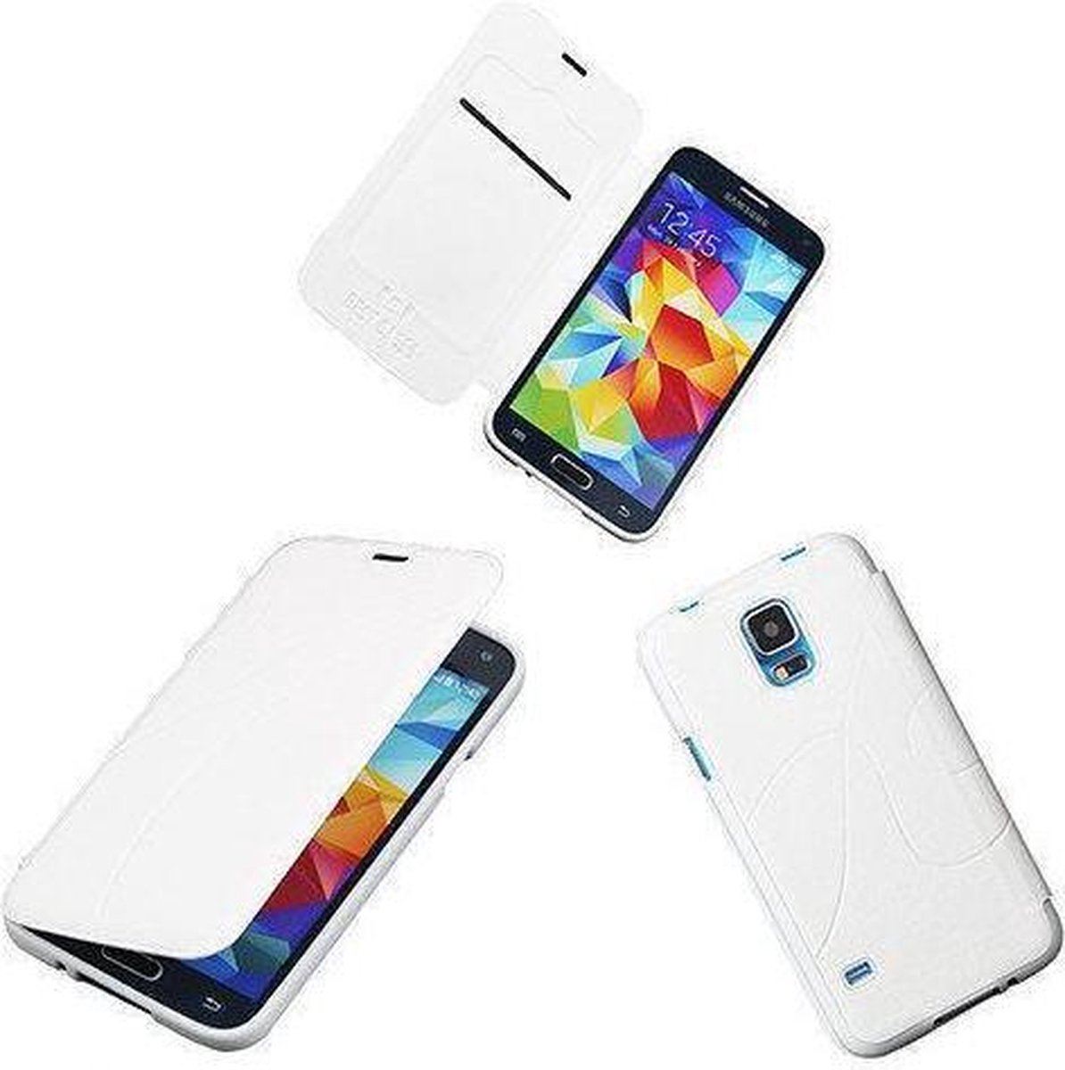 Bestcases Wit TPU Book Case Flip Cover Motief Hoesje Samsung Galaxy S5