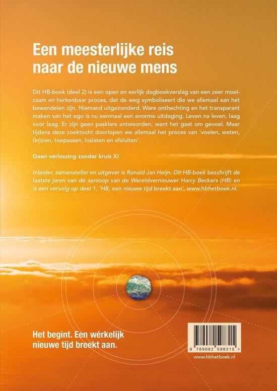 Boekomslag met de tekst 'Een meesterlijke reis naar de nieuwe mens' en een afbeelding van de aarde.