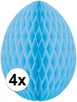 4x Decoratie paasei lichtblauw 20 cm - Paasversiering / Paasdecoratie