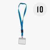 Blauw keycord met badge-/pashouder, per 10 stuks