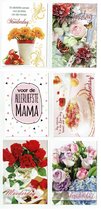Set van 6 Moederdagkaarten - Dubbele wenskaart met envelop voor iedere Moeder, Oma, Schoonmoeder, Stiefmoeder, Bonusmoeder, Nieuwe mama...