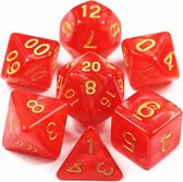Polydice set – Dobbelstenen voor Dungeons & Dragons – 7 delig Marmer Rood Goud – Polyhedral dice set - Dobbelsteen