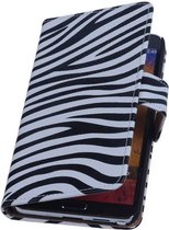 Zebra Bookstyle Wallet Case Hoesjes Geschikt voor Samsung Galaxy Note 4 N910F Wit