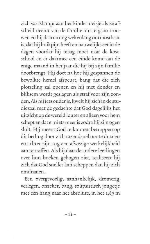 Pagina met tekst over een kinderjuffrouw, het geloof en het schrijven van een boek.