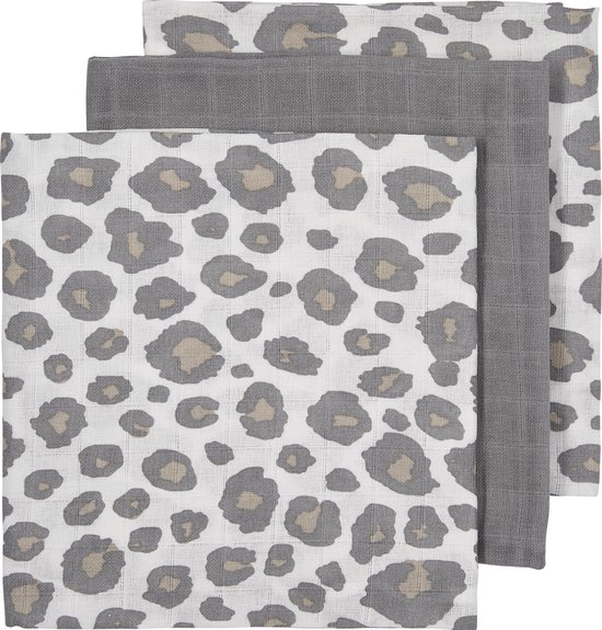 Meyco Baby Panter hydrofiele doeken – 3-pack – neutral/grey – 70x70cm