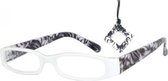 Leesbril Hip m/hanger wit/zwart gem + 1.0