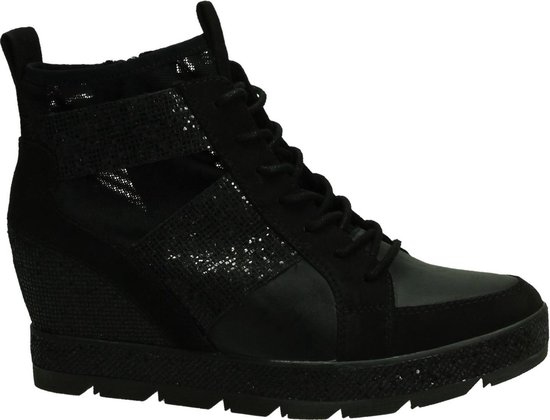 Tamaris - 1/25203/38 - Sneaker met sleehak - Dames - Maat 37 - Zwart - 001  -Black Imit... | bol.com