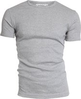 Garage 301 - T-shirt R-neck semi bodyfit grey melange XL 100% cotton 1x1 rib