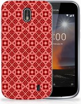 Nokia 1 Uniek TPU Hoesje Batik Red