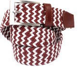 Elastische Riem met patroon - Gevlochten Riem -  Rood witte riem - 90 cm