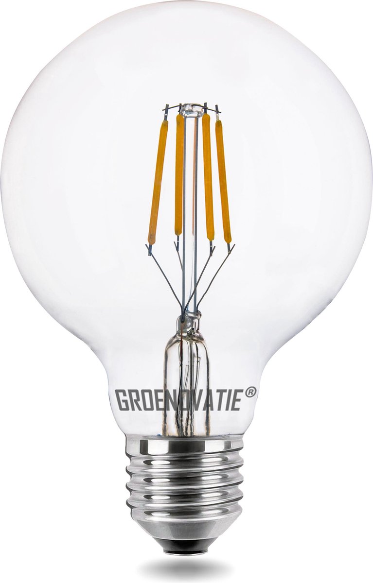 Groenovatie LED Filament Globelamp E27 Fitting - 4W - 140x95 mm - Warm Wit - Dimbaar