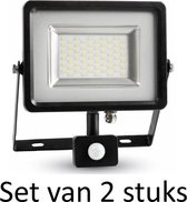 30W LED Bouwlamp met PIR sensor - Warm Wit | Slimline (Set van 2 stuks)
