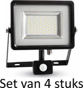 30W LED Bouwlamp met sensor - Natuurlijk Wit | Slimline (Set van 4 stuks)