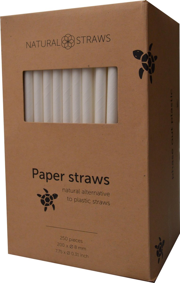 Papieren rietjes 250 stuks - zwart - biologisch afbreekbare rietjes