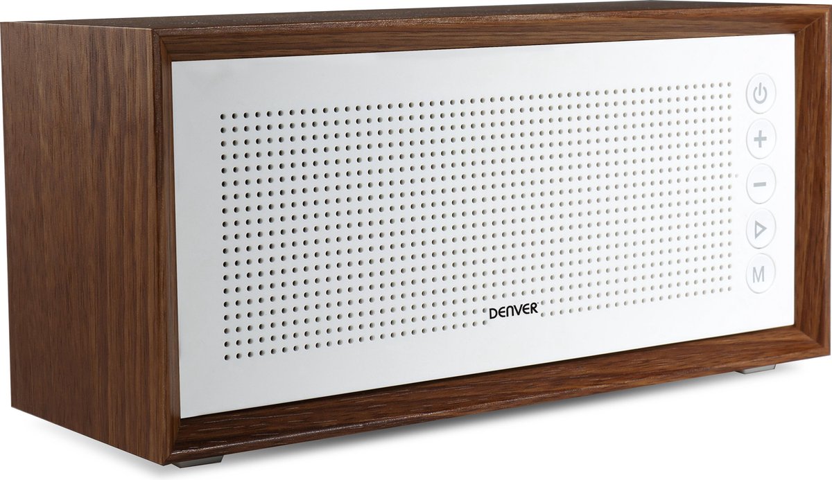 Denver BTS-210 White - Draadloze Bluetooth speaker - Hout