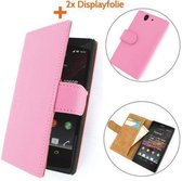 TCC Luxe Hoesje Sony Xperia Z1 Book Case Flip Cover C6903 - Roze